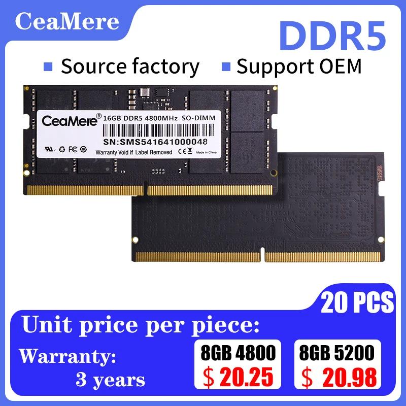 CeaMere DDR5  ޸ ī, 288  ޸ , 8G,16G,32G,4800Mhz, 5200Mhz, 5600Mhz Ʈ ޸ ī , 20PCs